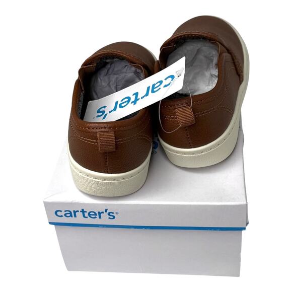 NEW Carters Toddler Faux Leather Casual SNEAKERS SHOES Boys 10 Saddle Brown Box - Picture 5 of 9